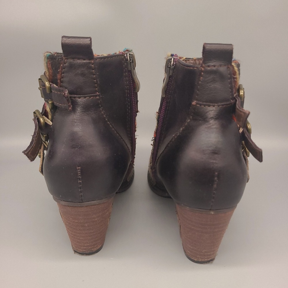 Multi-Color Patterned Leather Strap Ankle Boot - image 7